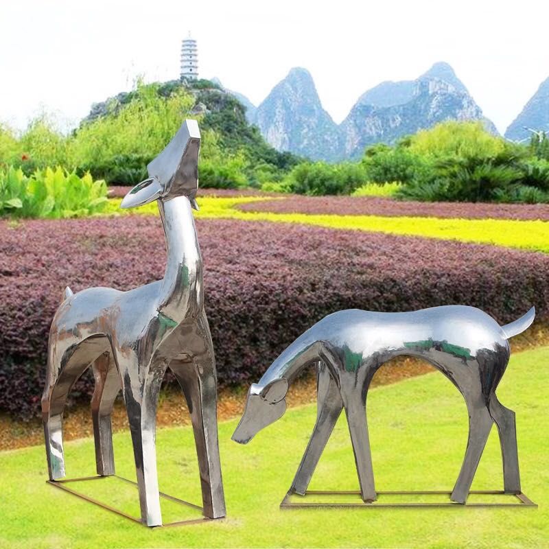 南京不銹鋼鏡面光小鹿雕塑